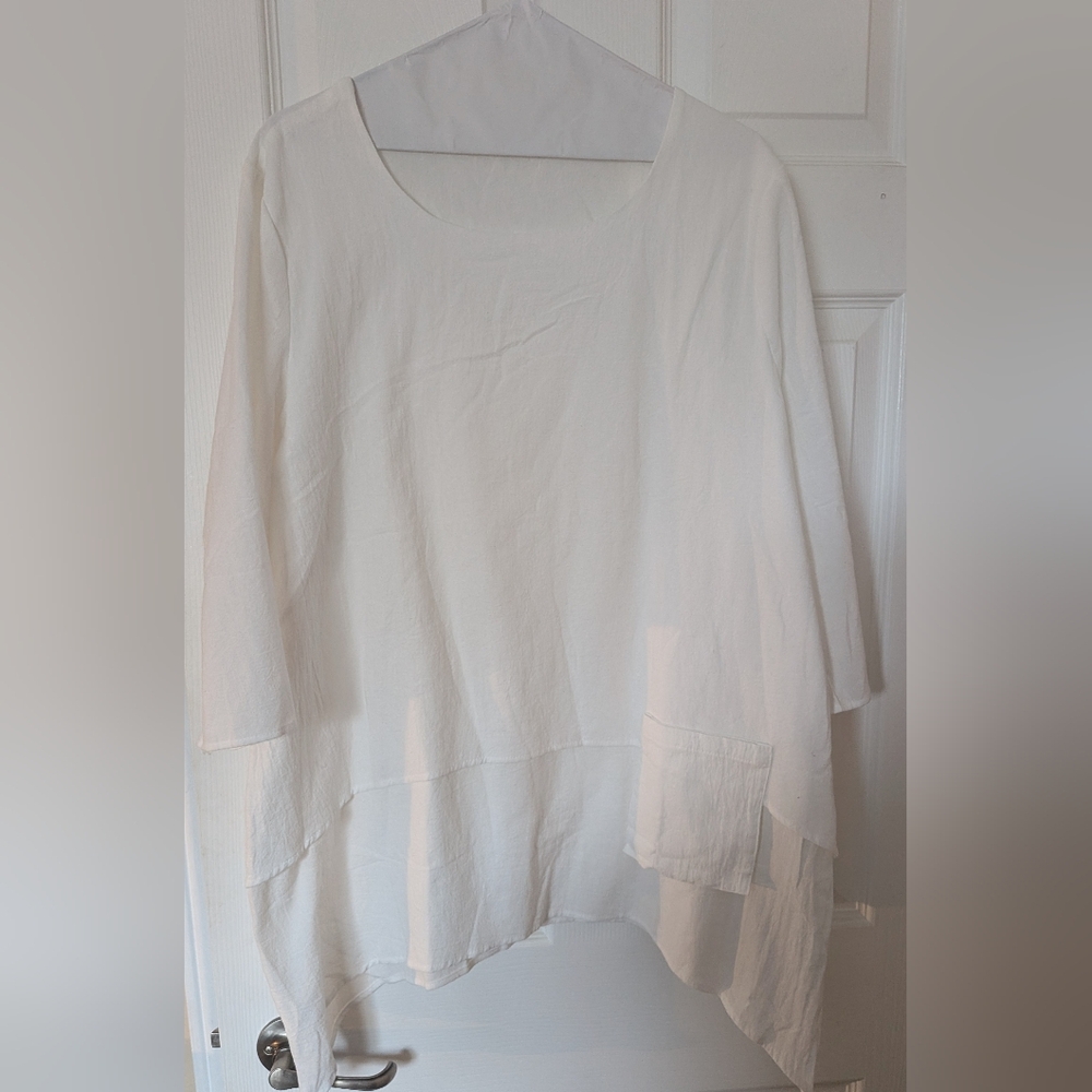 Chic White LINEN Women's Tunic